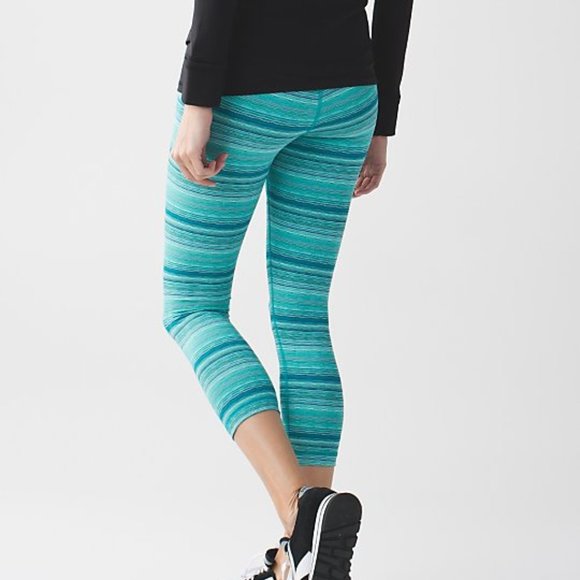 Lululemon Wunder Under Crop Space Dye Twist Teal 6 - Picture 3 of 7